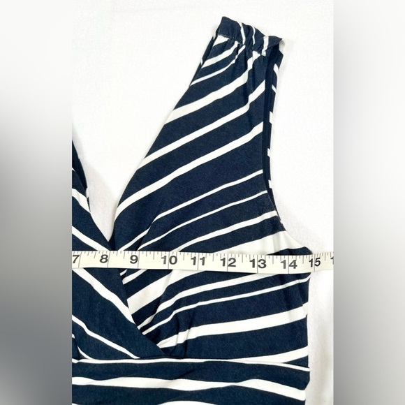 ANN TAYLOR Women’s V Neck Blue White Stripe Sleeveless Maxi Knit Dress Size XS - Picture 11 of 12